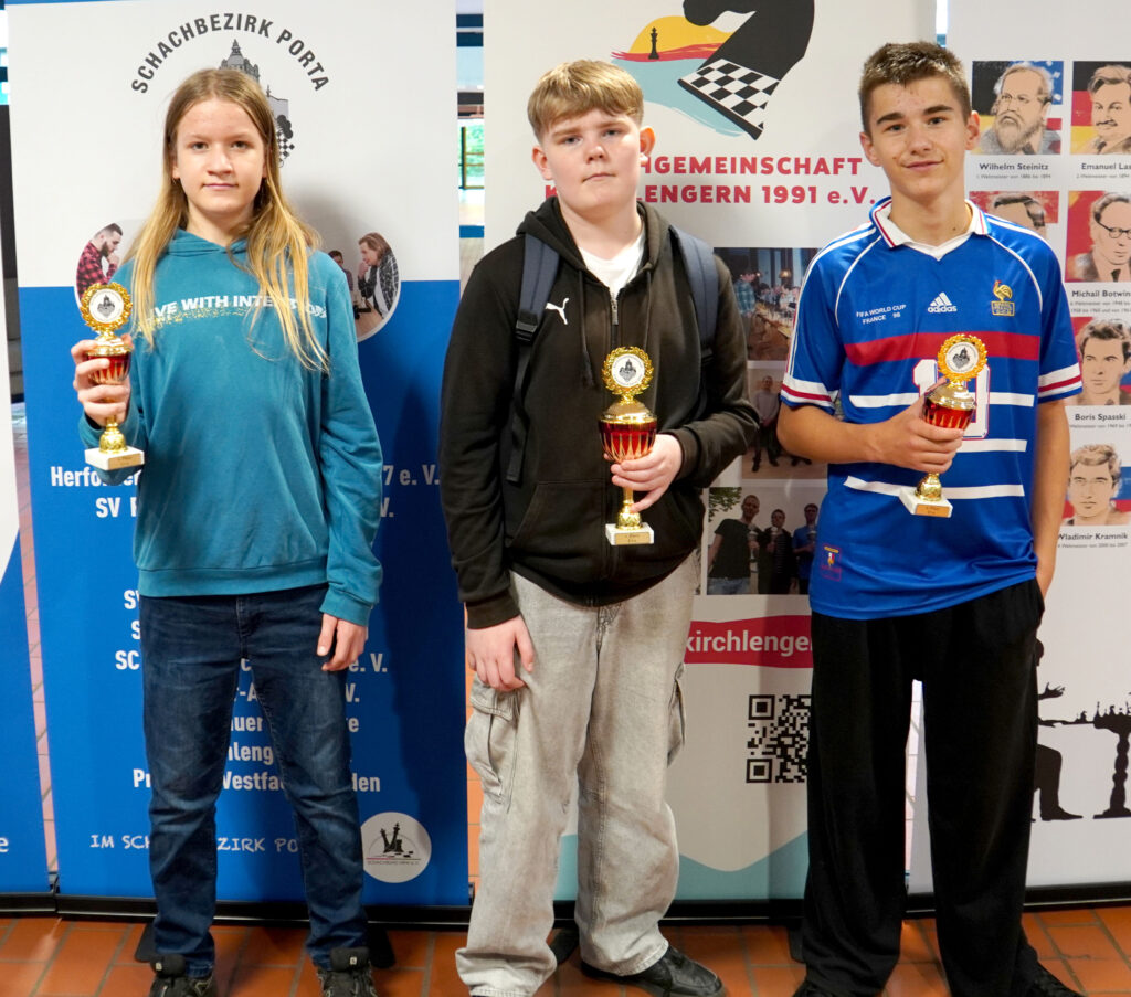 Altersklasse U14 – Mika Weyers (Platz 3), Robin Behle (Sieger), David Rempel (Platz 2)