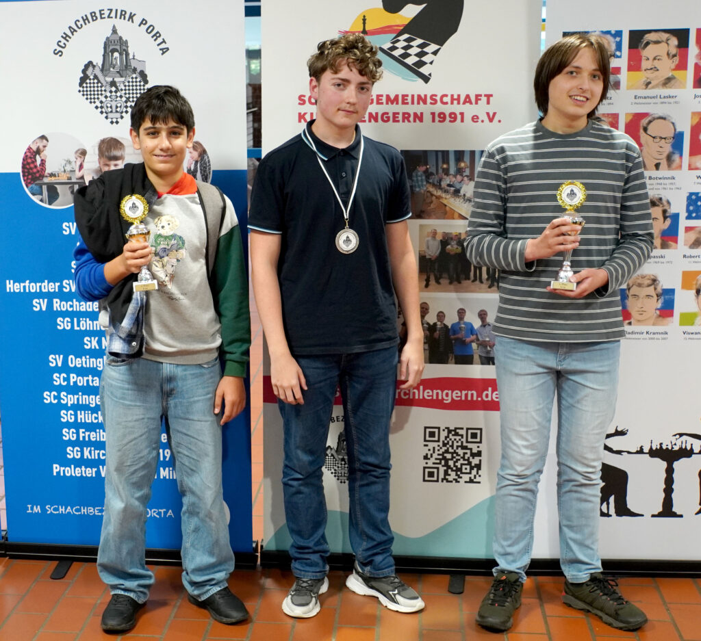 Altersklasse U16 – Artsvi Navasardyan (Platz 3), Jamiro Bergen (Platz 4), Jonas Werth (Sieger), nicht auf dem Bild ist Jesper Wickemeyer auf Platz 2